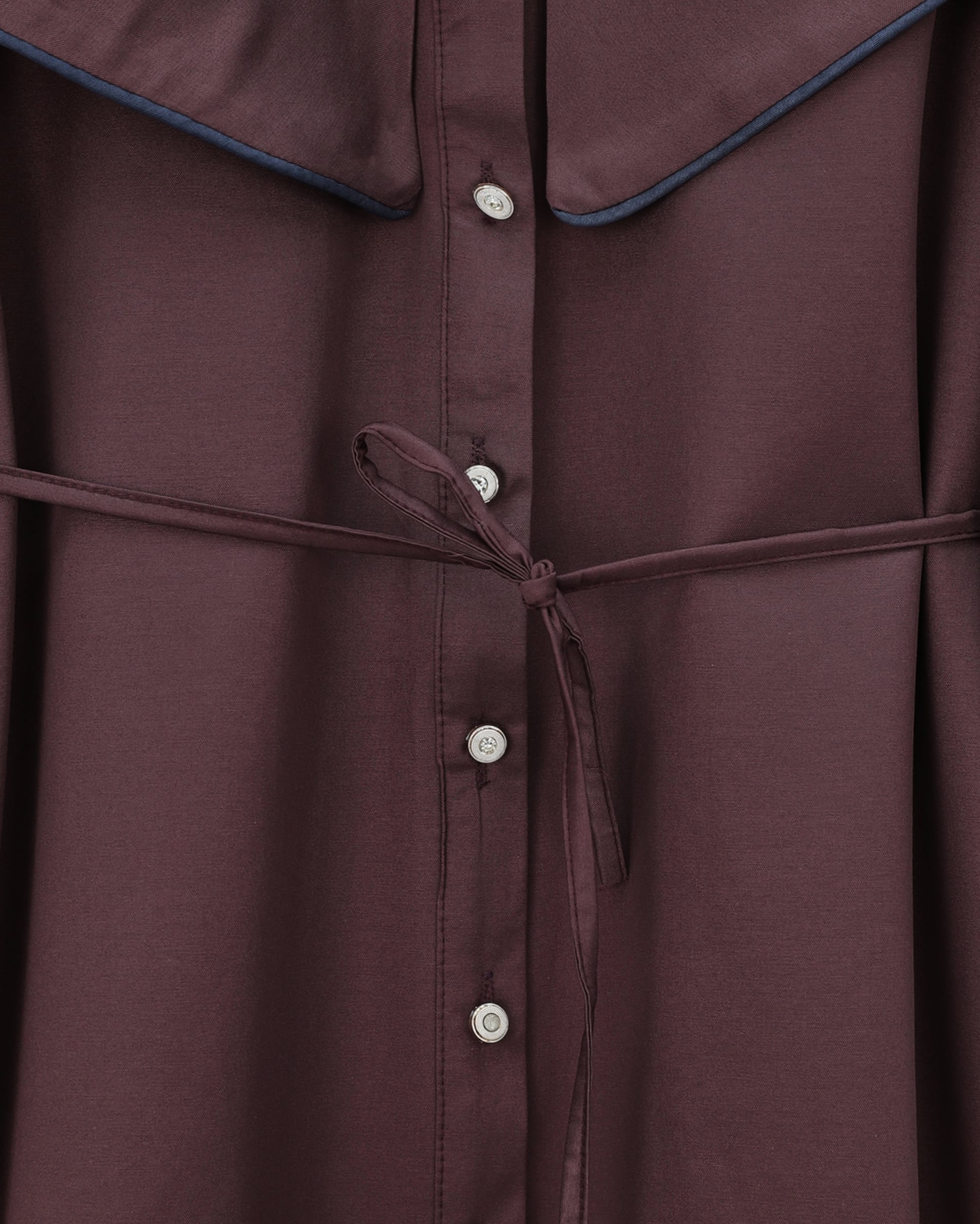 Wide Collar Belted Button-Front Tunic - Plum - Podyumplus - by Peralane - photo 5
