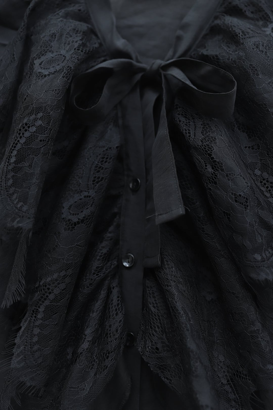 Cupra Blouse with Lace Trim and Tie Collar - Black - Podyumplus - by Peralane - photo 7