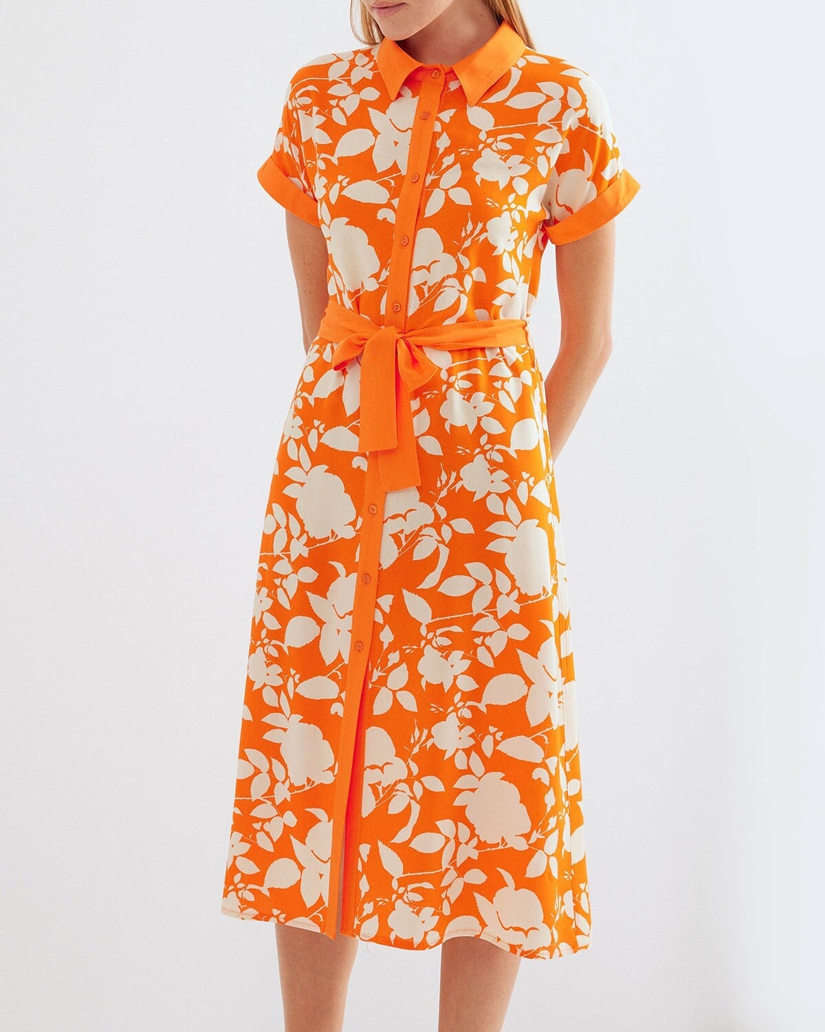Orange Floral Shirt Dress for Women - Bigdart - by Peralane - photo 2