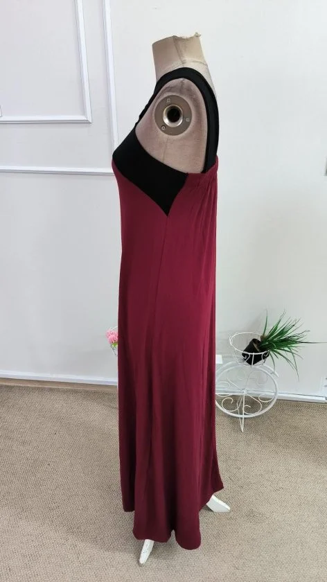 Women's Two-Tone Long Viscose Maxi Dress with Front Cross Detail - Janes - by Peralane - photo 6