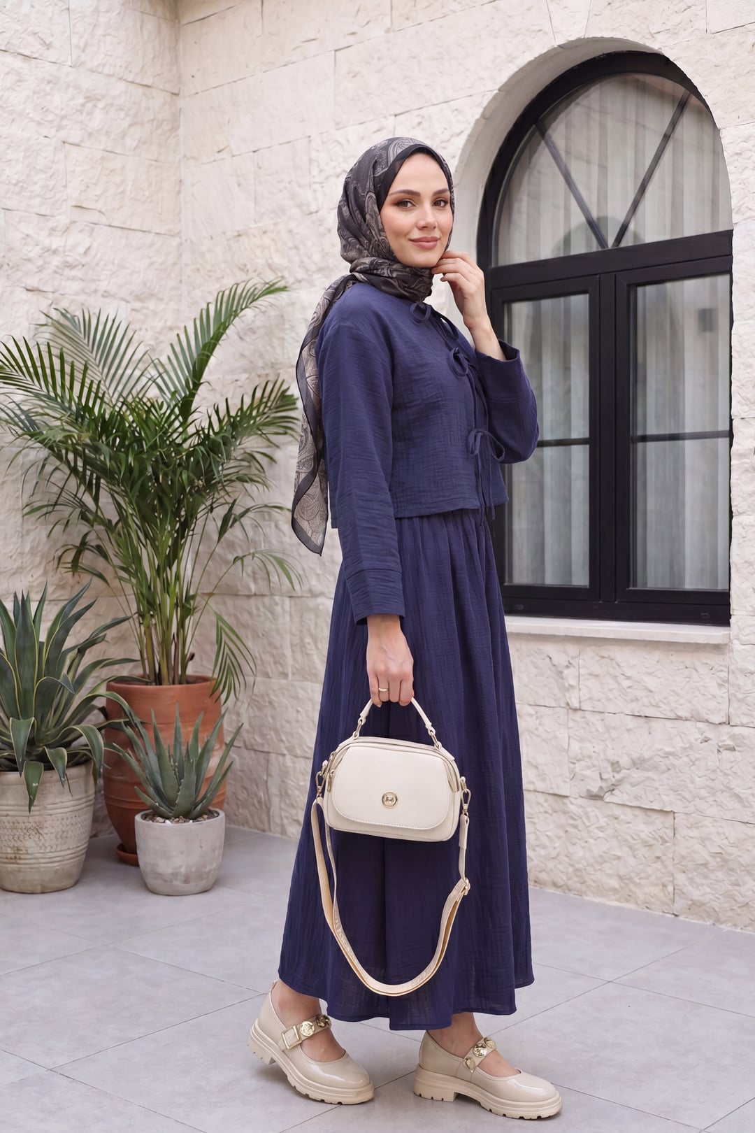 Lace-Front Elastic Waist Maxi Skirt Two-Piece Set - Navy - Podyumplus - by Peralane - photo 3