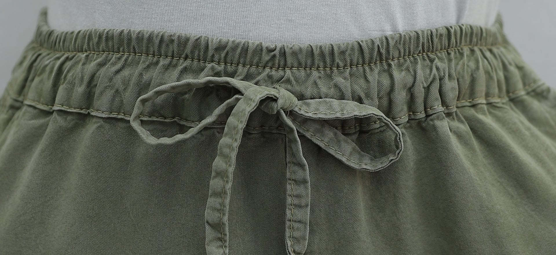 Elastic Drawstring Wide Leg Trousers in Light Olive Green - Podyumplus - by Peralane - photo 6