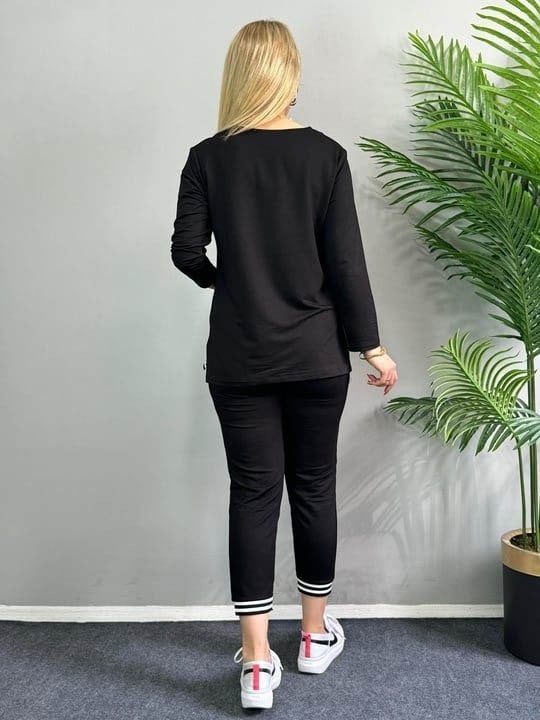 Women's Long-Sleeve Ribbed Two-Piece Track Set with White Stripes, Size 14 - Janes - by Peralane - photo 2