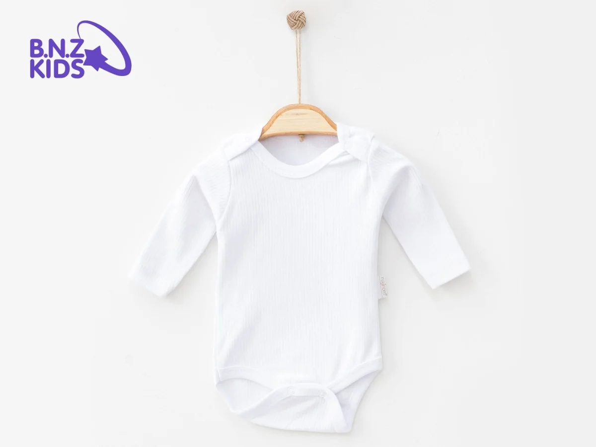 Ribbed Knit Long-Sleeve Snap Bodysuit for Babies - White (Pack of 4) - Nayinom - by Peralane