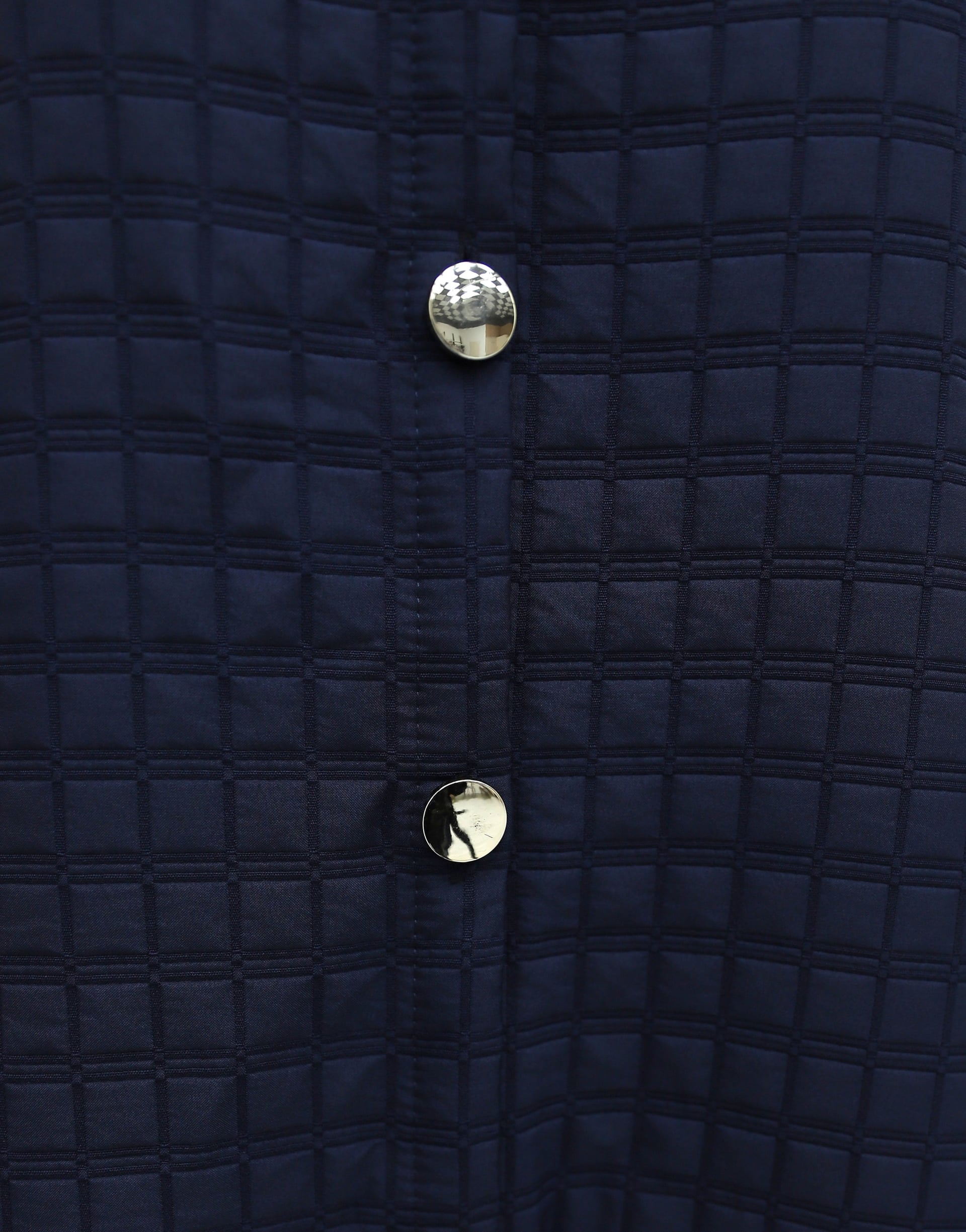 Long Quilted Coat with Chain Detail - Navy - Podyumplus - by Peralane - photo 7