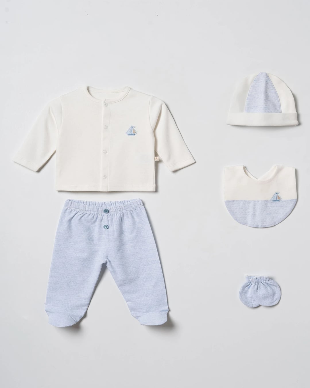 5-Piece Baby Bodysuit Set - Ecru - Ciccimbaby - by Peralane