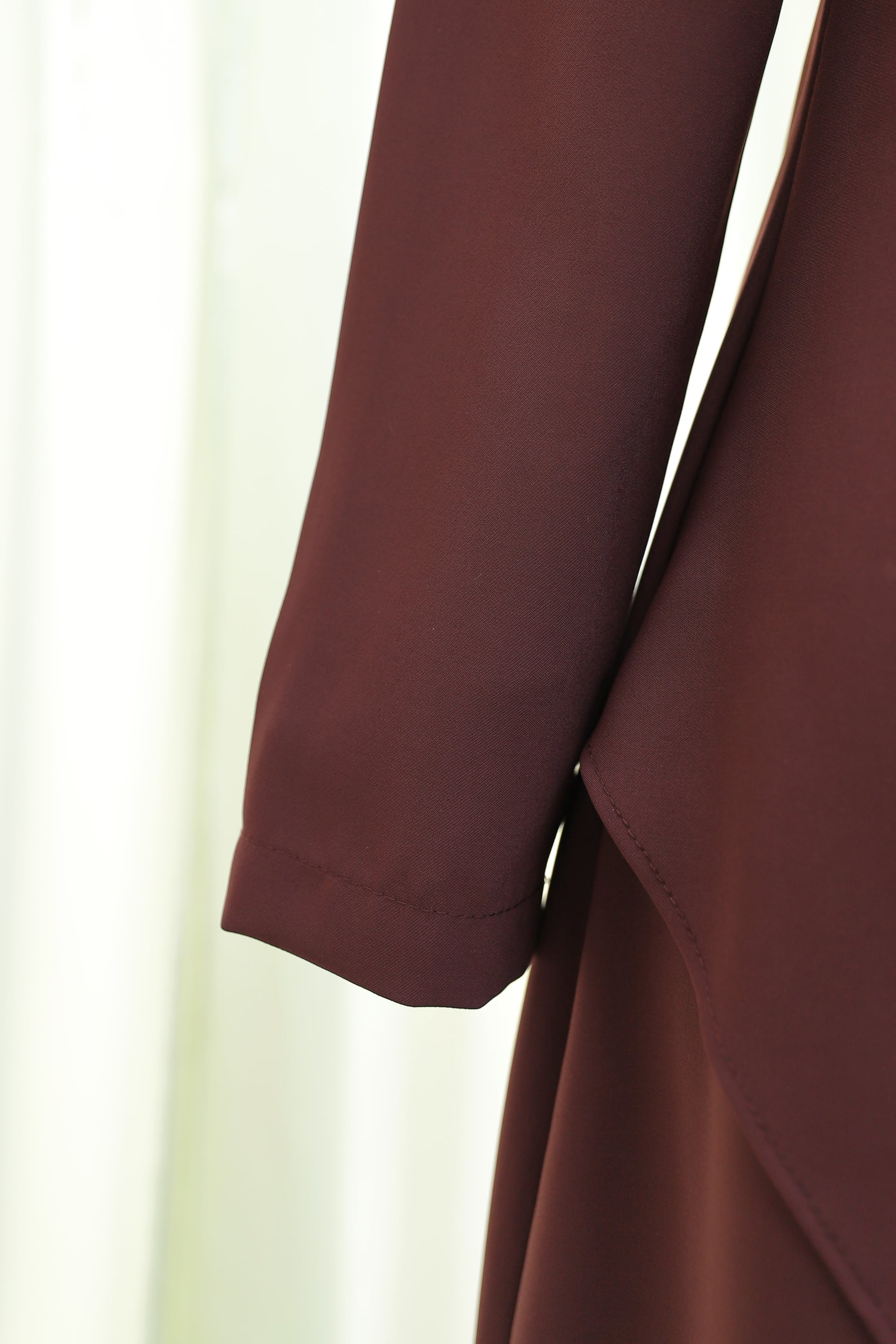 Round Neck Cross Wrap Buckle Dress in Deep Burgundy - Podyumplus - by Peralane - photo 7