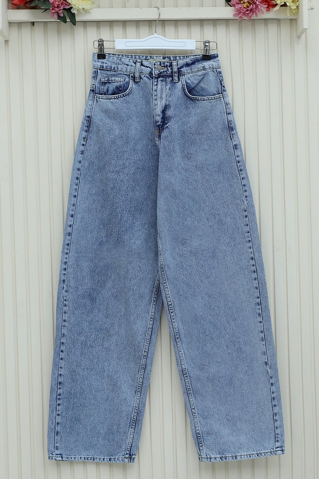 Pocket Wide Leg Zip Denim Trousers - Ice Blue - Podyumplus - by Peralane - photo 6