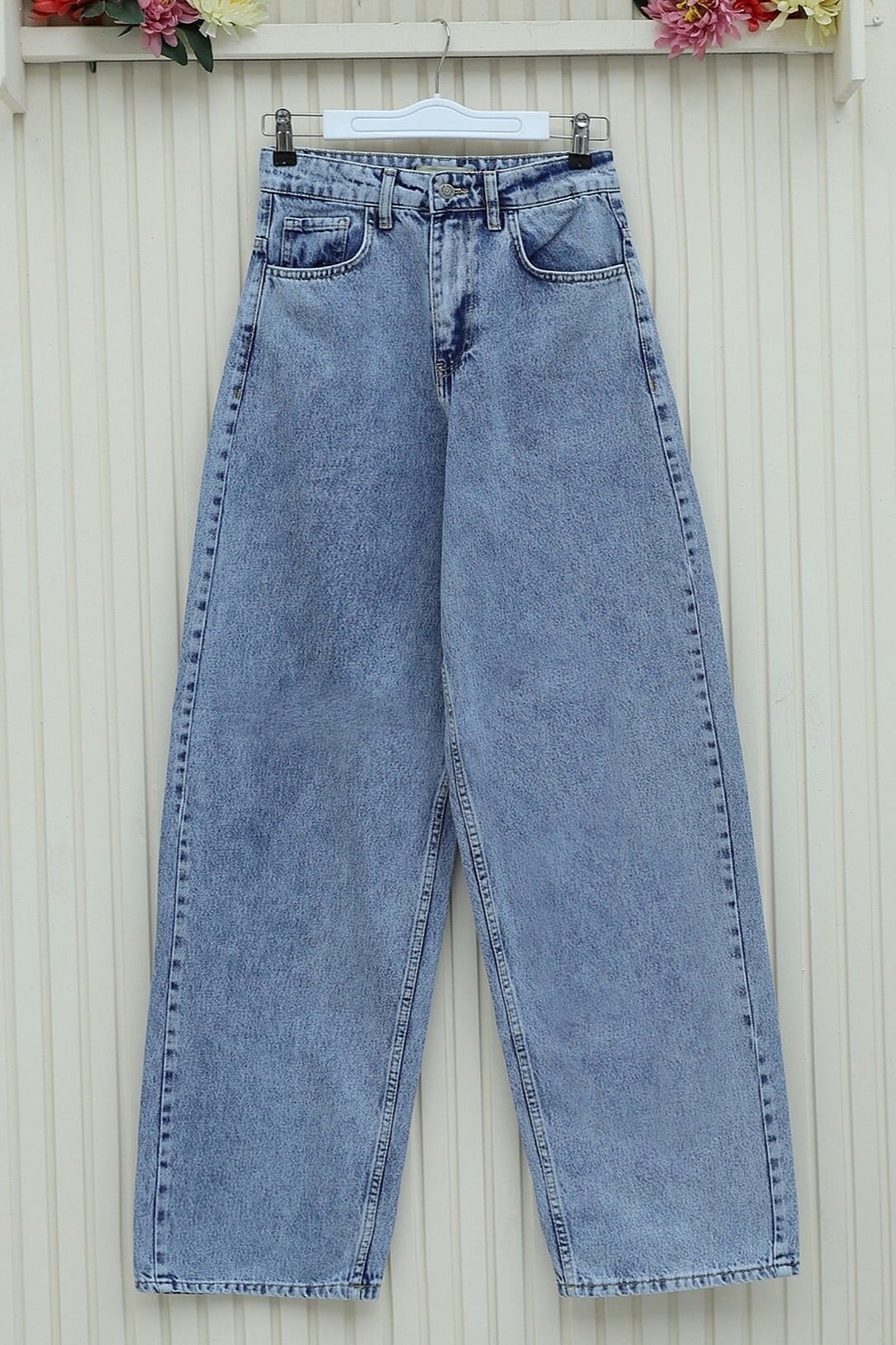 Pocket Wide Leg Zip Denim Trousers - Ice Blue - Podyumplus - by Peralane - photo 6
