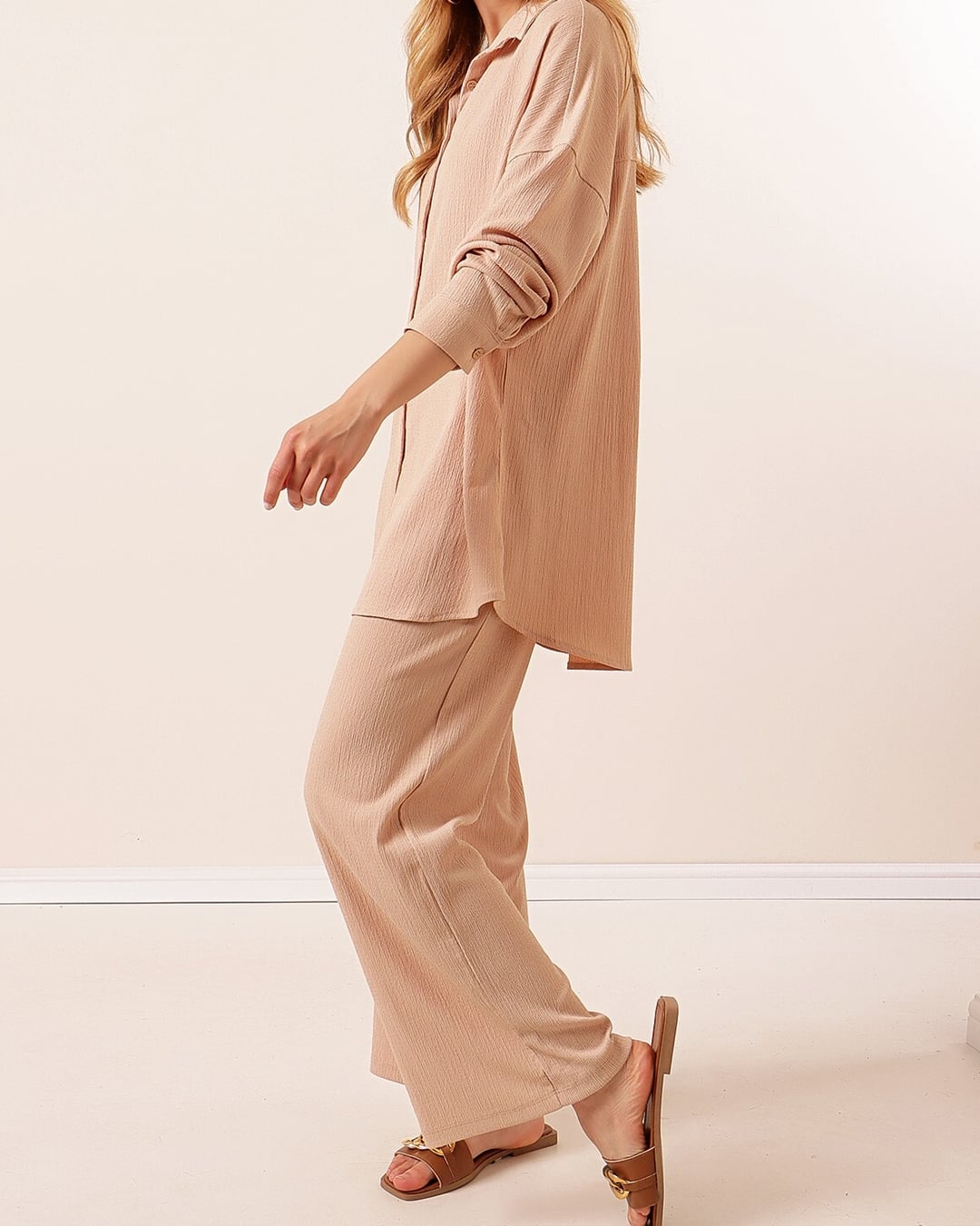 Women's Knitted Oversize Two-Piece Set - Beige - Bigdart - by Peralane - photo 4