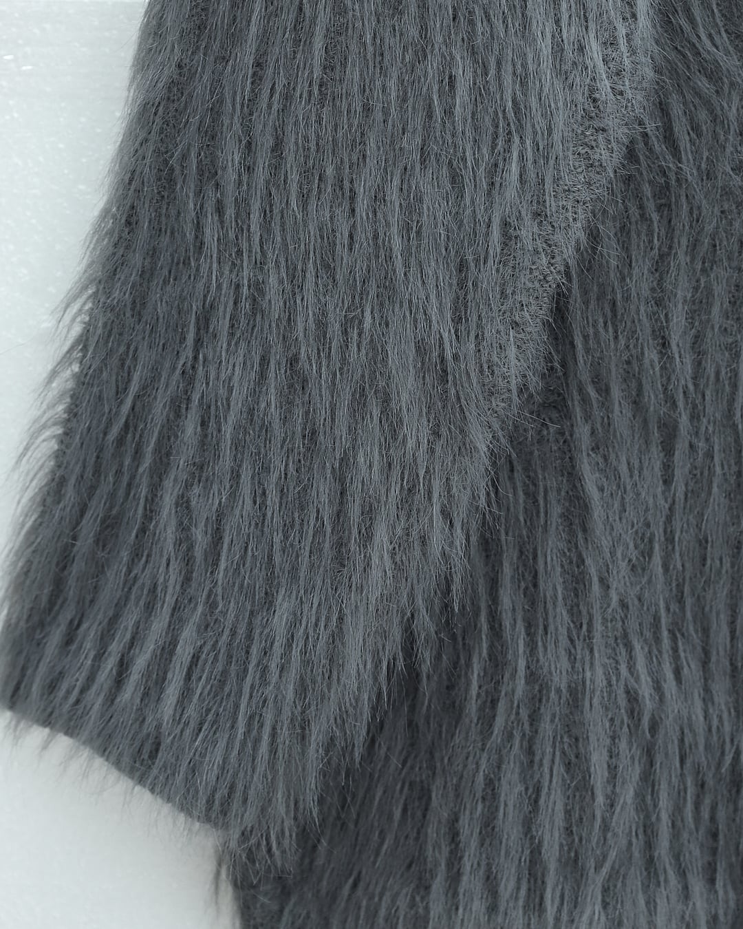 Round Neck Fuzzy Knit Tunic Sweater - Smoke - Podyumplus - by Peralane - photo 6