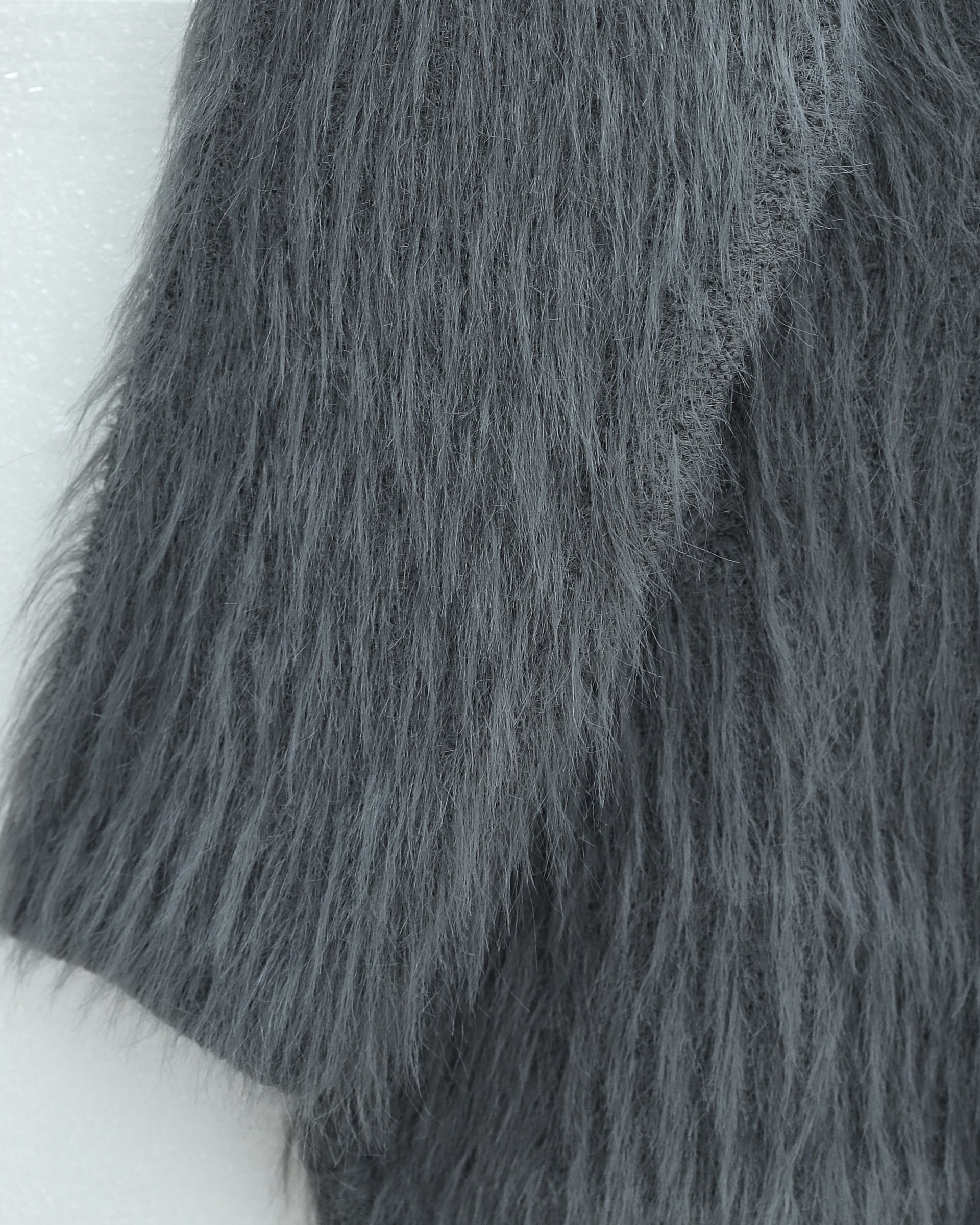 Round Neck Fuzzy Knit Tunic Sweater - Smoke - Podyumplus - by Peralane - photo 6