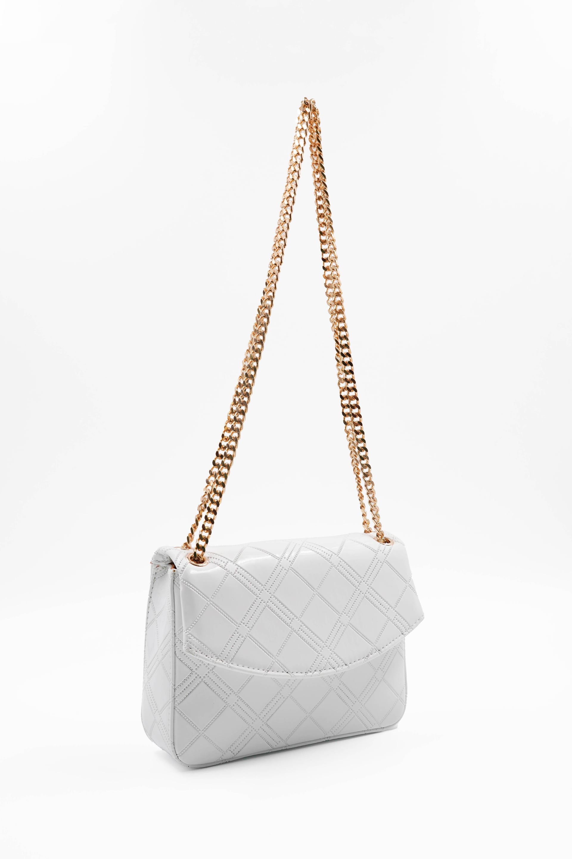 Renata White Patent Chain Detail Women's Shoulder Bag 6156 - Aron Atelier - by Peralane - photo 3