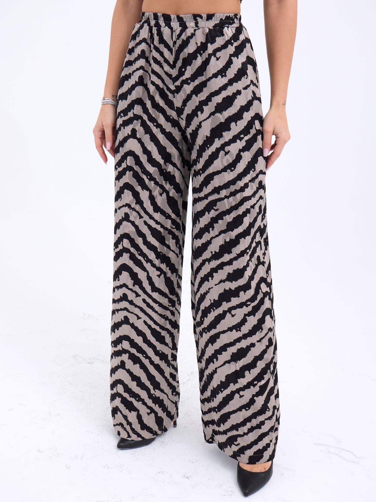 Wide-Leg Zebra Print Trousers with Crop Top Set - Fame - by Peralane - photo 5