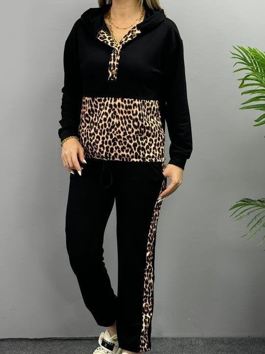 Women's Long Sleeve Leopard Detail Sweatshirt and Jogger Trousers Two-Piece Tracksuit - Janes - by Peralane - photo 7