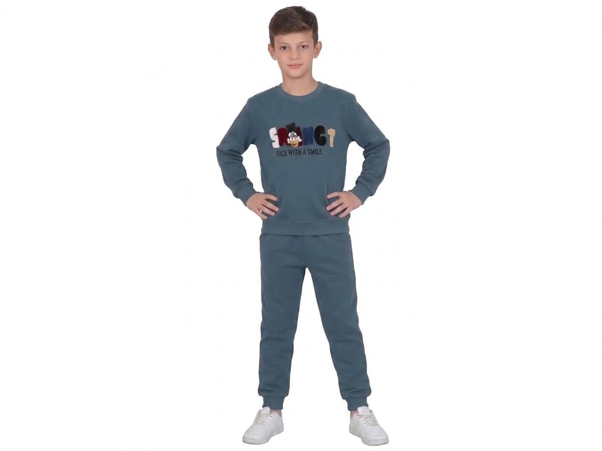 Boys' Printed Two-Piece Set in Petrol Blue - CMK - by Peralane