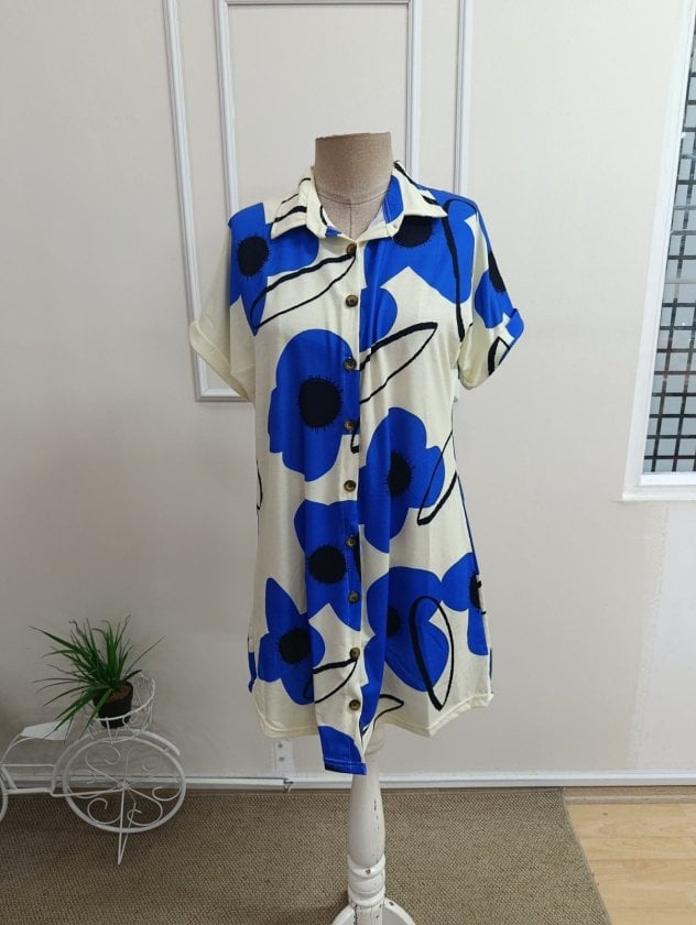 Women's Short-Sleeve Collared Floral Print Shirt Dress - Janes - by Peralane - photo 5