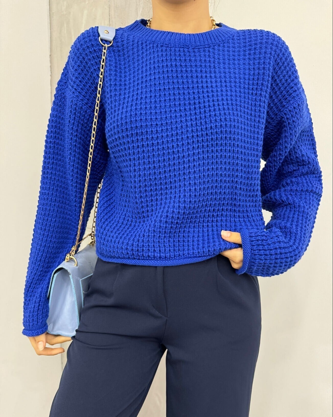 Round Neck Knit Sweater - Saks - Podyumplus - by Peralane - photo 3
