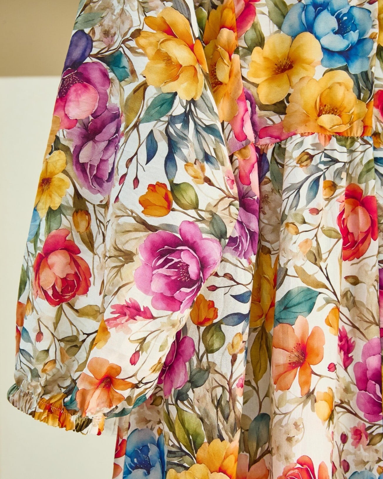Mixed Floral Print Half-Button Tiered Dress - Orange - Podyumplus - by Peralane - photo 2