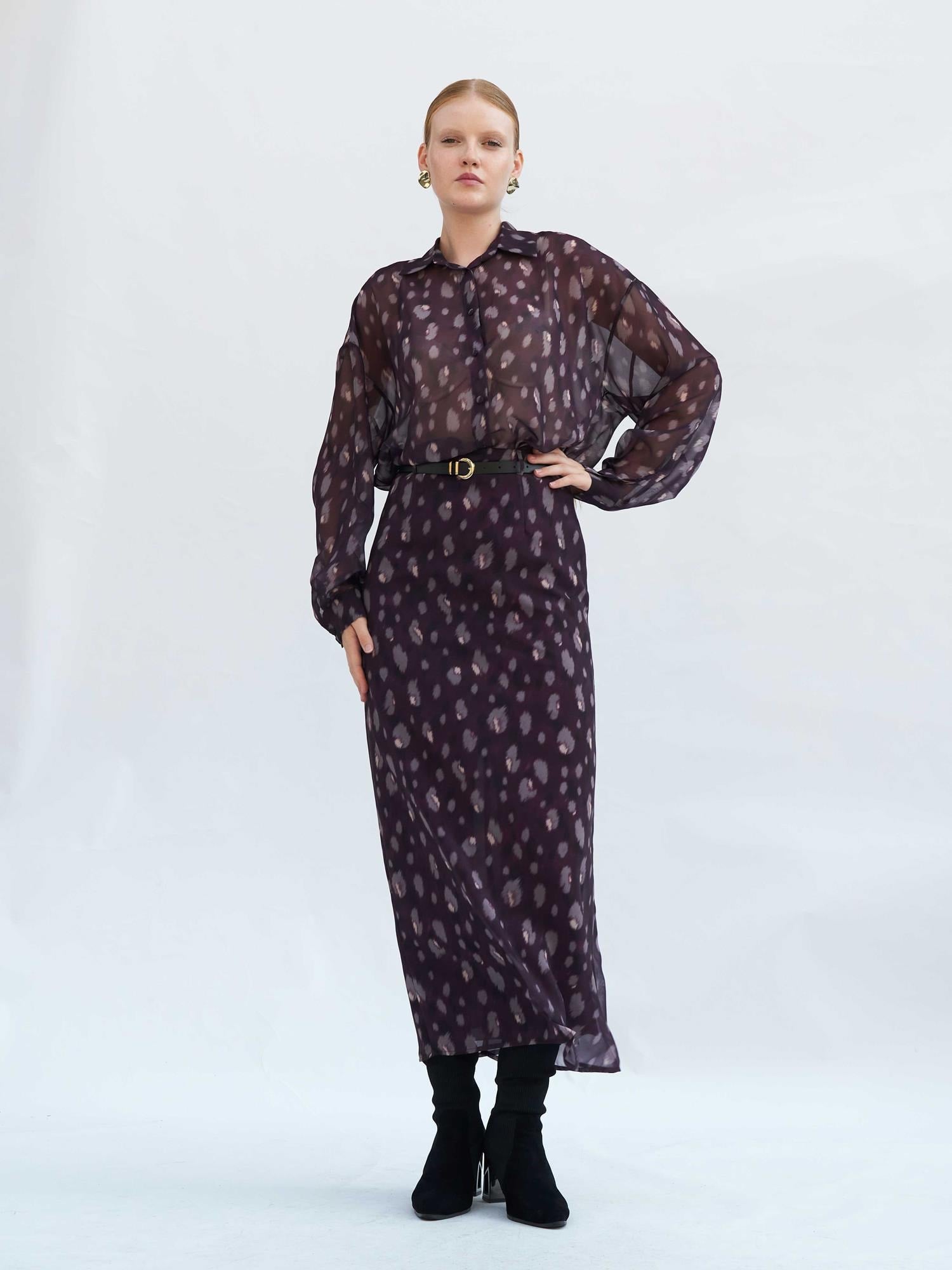 Patterned Maxi Skirt in Dark Purple - Lefon - by Peralane - photo 5