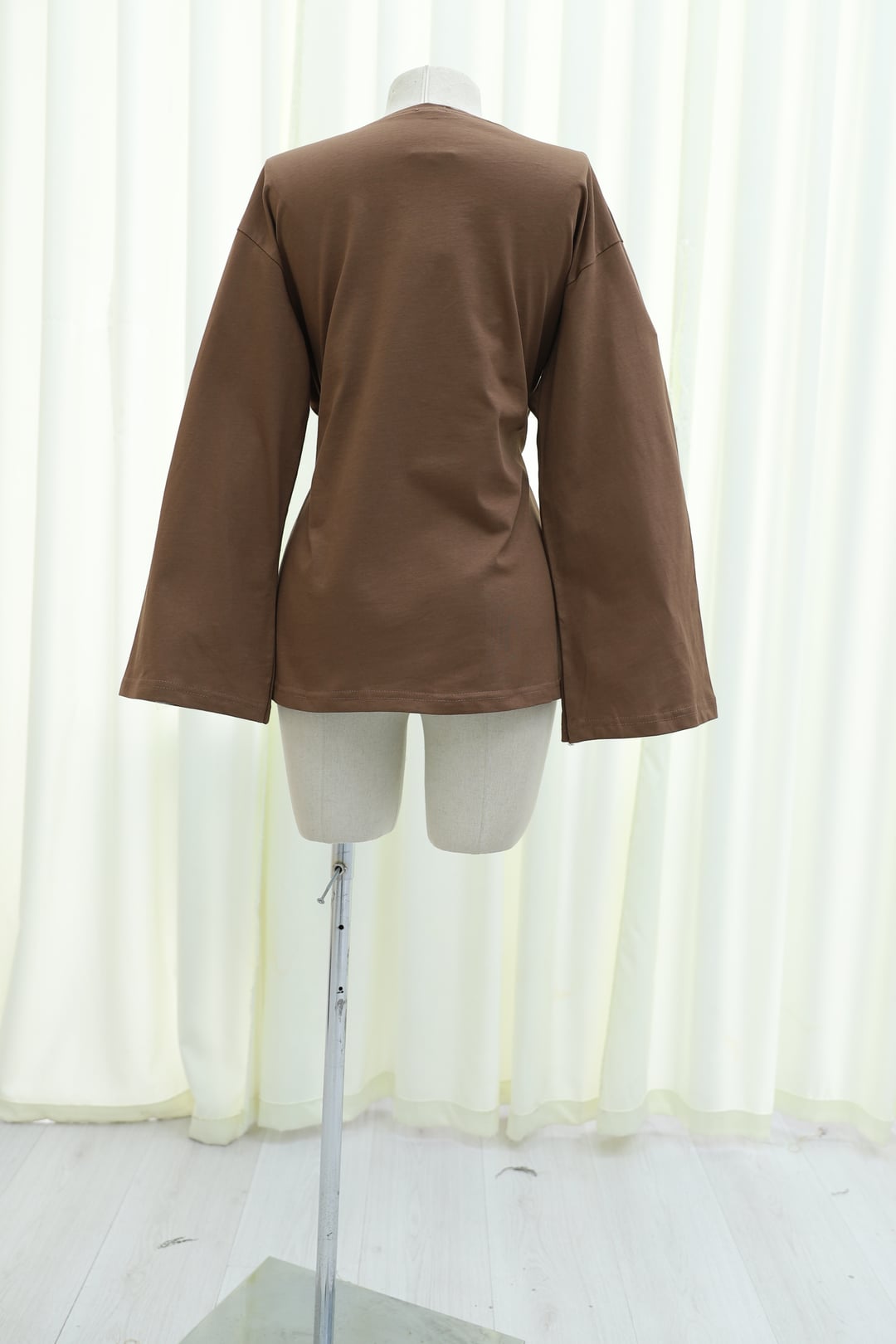 Drawstring Side-Slit Jersey Tunic - Brown - Podyumplus - by Peralane - photo 10