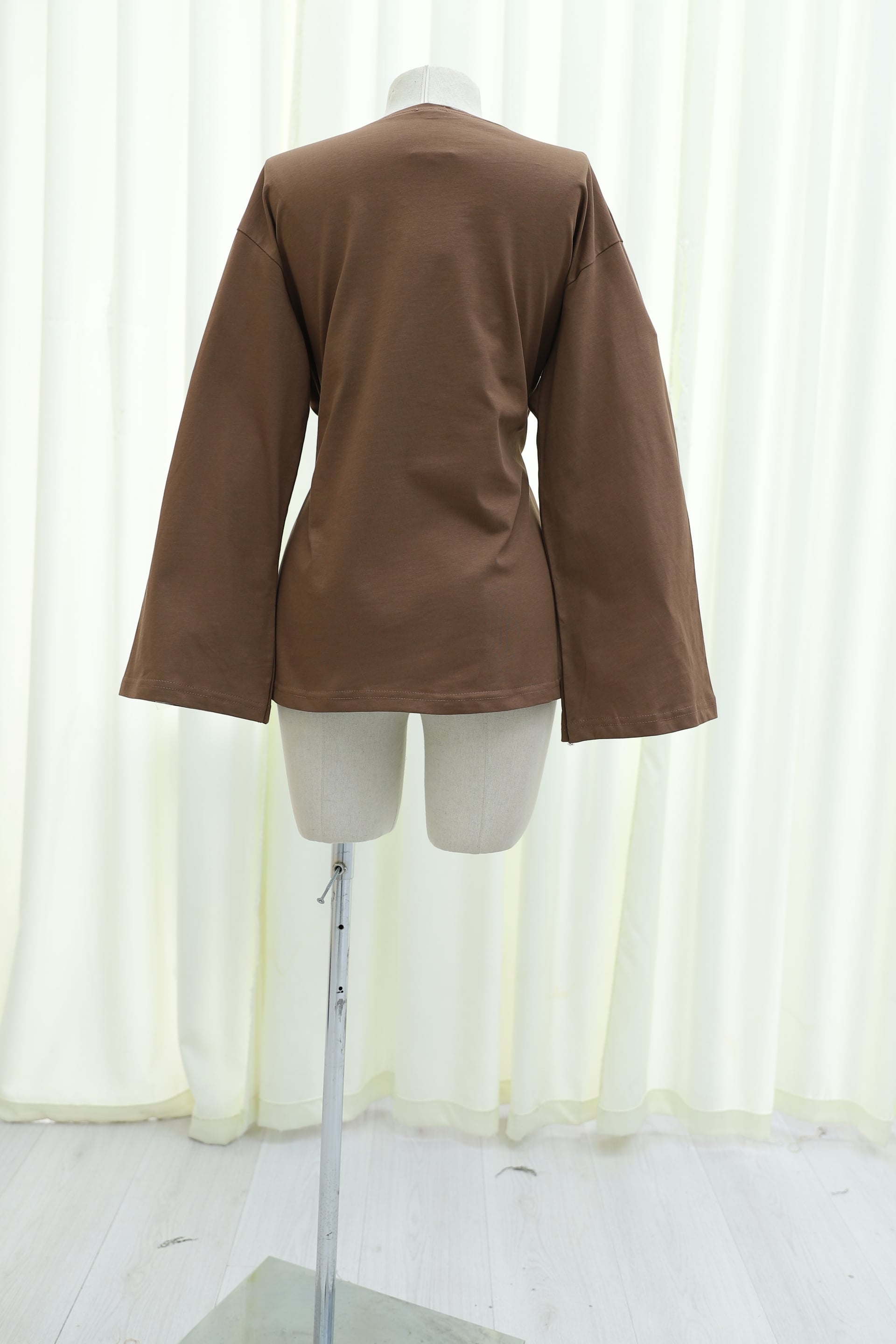 Drawstring Side-Slit Jersey Tunic - Brown - Podyumplus - by Peralane - photo 10
