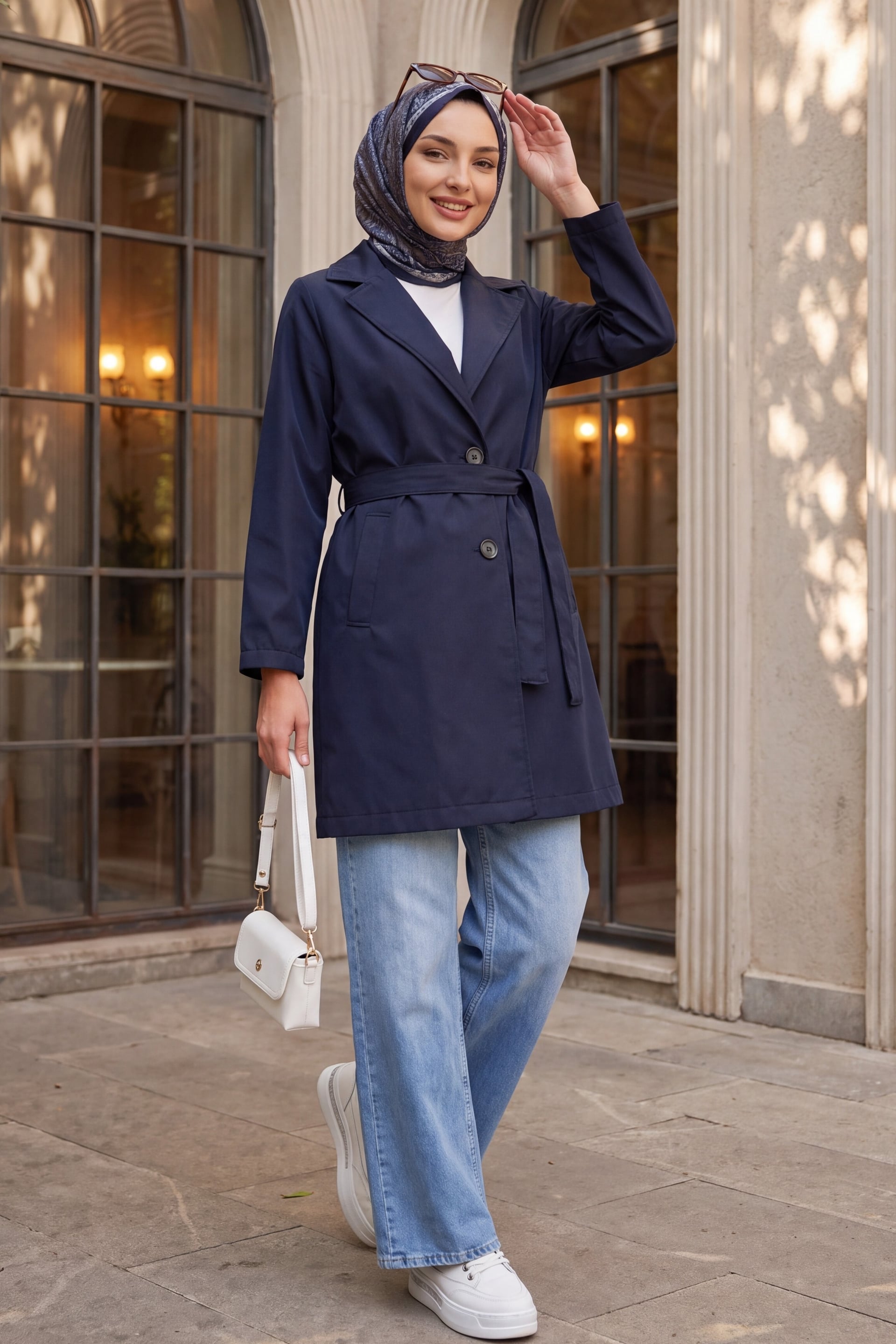 Women's Belted Short Trench Coat 5990 - Navy - Bigdart - by Peralane - photo 3
