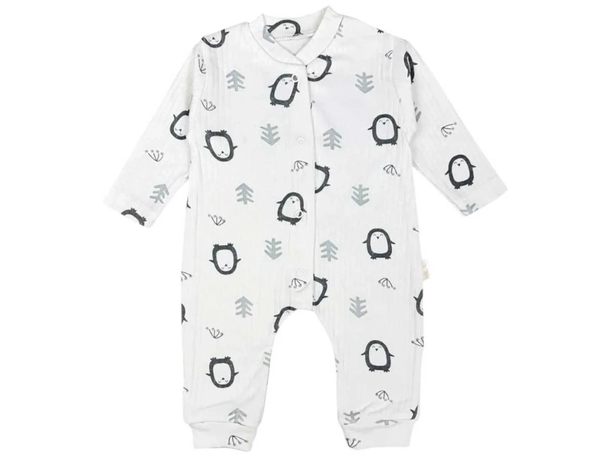 Penguin Print Baby Romper - Grey - Supermini - by Peralane