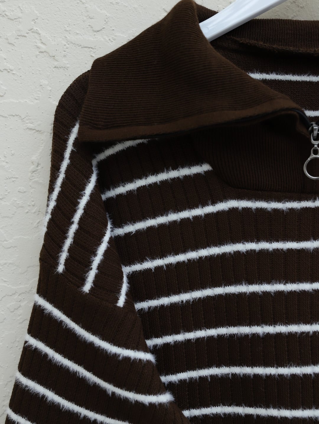 Ribbed Half-Zip Knit Two-Piece Set - Brown - Podyumplus - by Peralane - photo 2