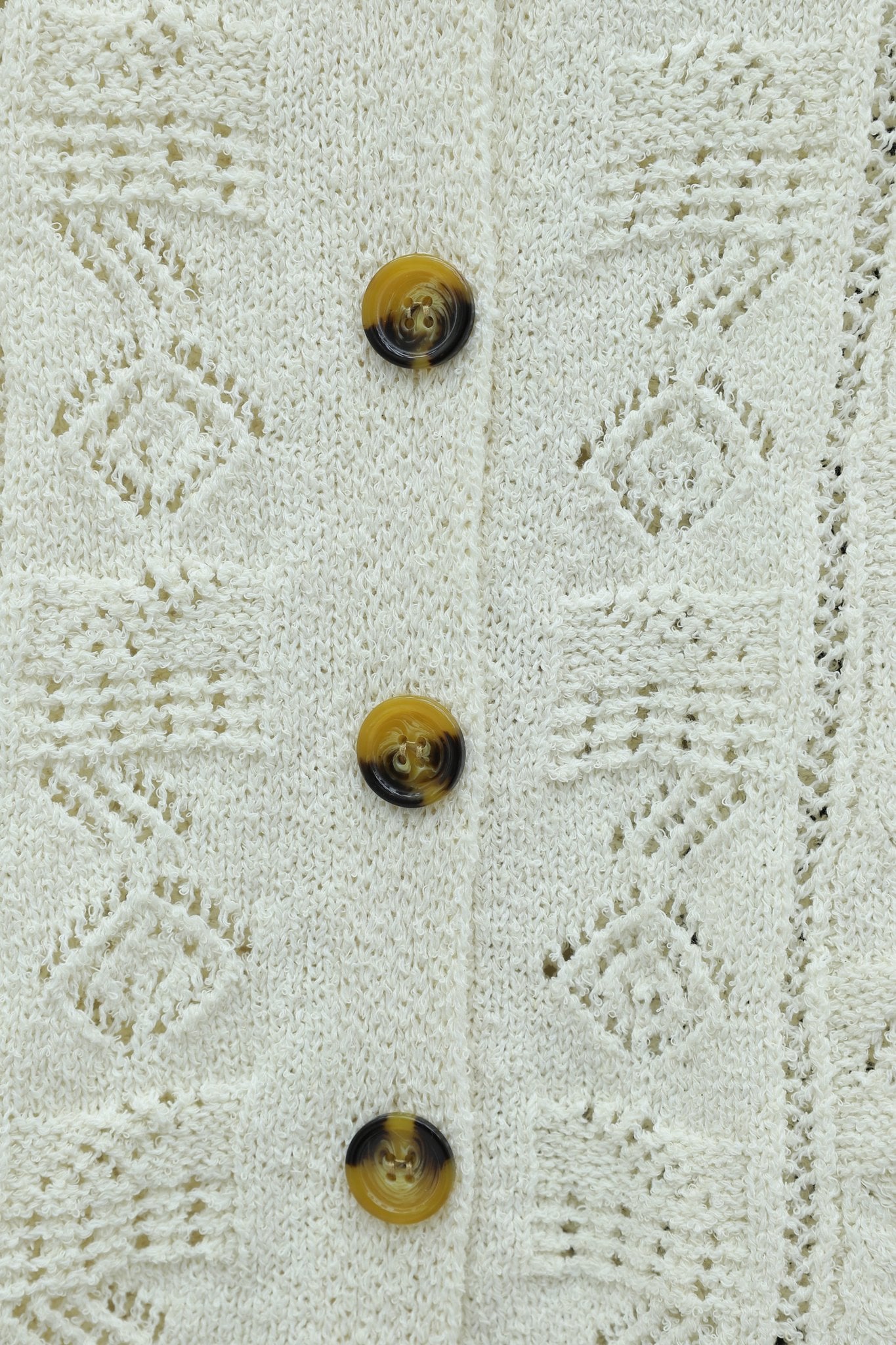 Cream Lace-Trim Patterned Buttoned Knit Cardigan - Podyumplus - by Peralane - photo 5