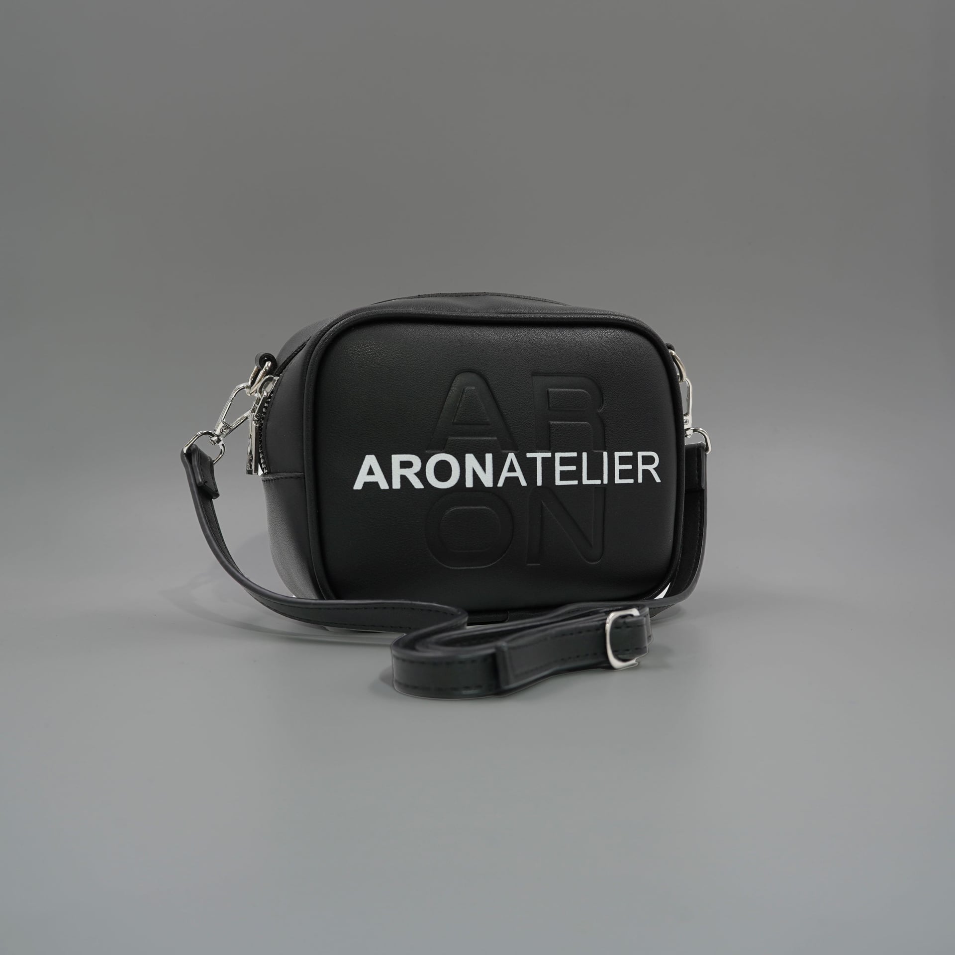 Black Vegan Leather Crossbody Bag with Chain Strap - Aron Atelier - by Peralane