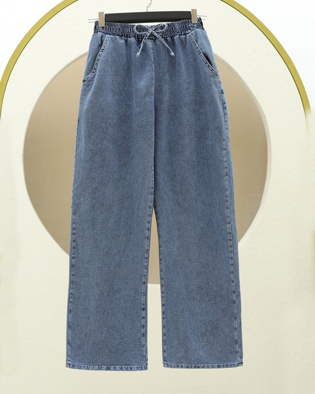 Elasticated Waist Wide Leg Denim Trousers - Tint - Podyumplus - by Peralane - photo 5
