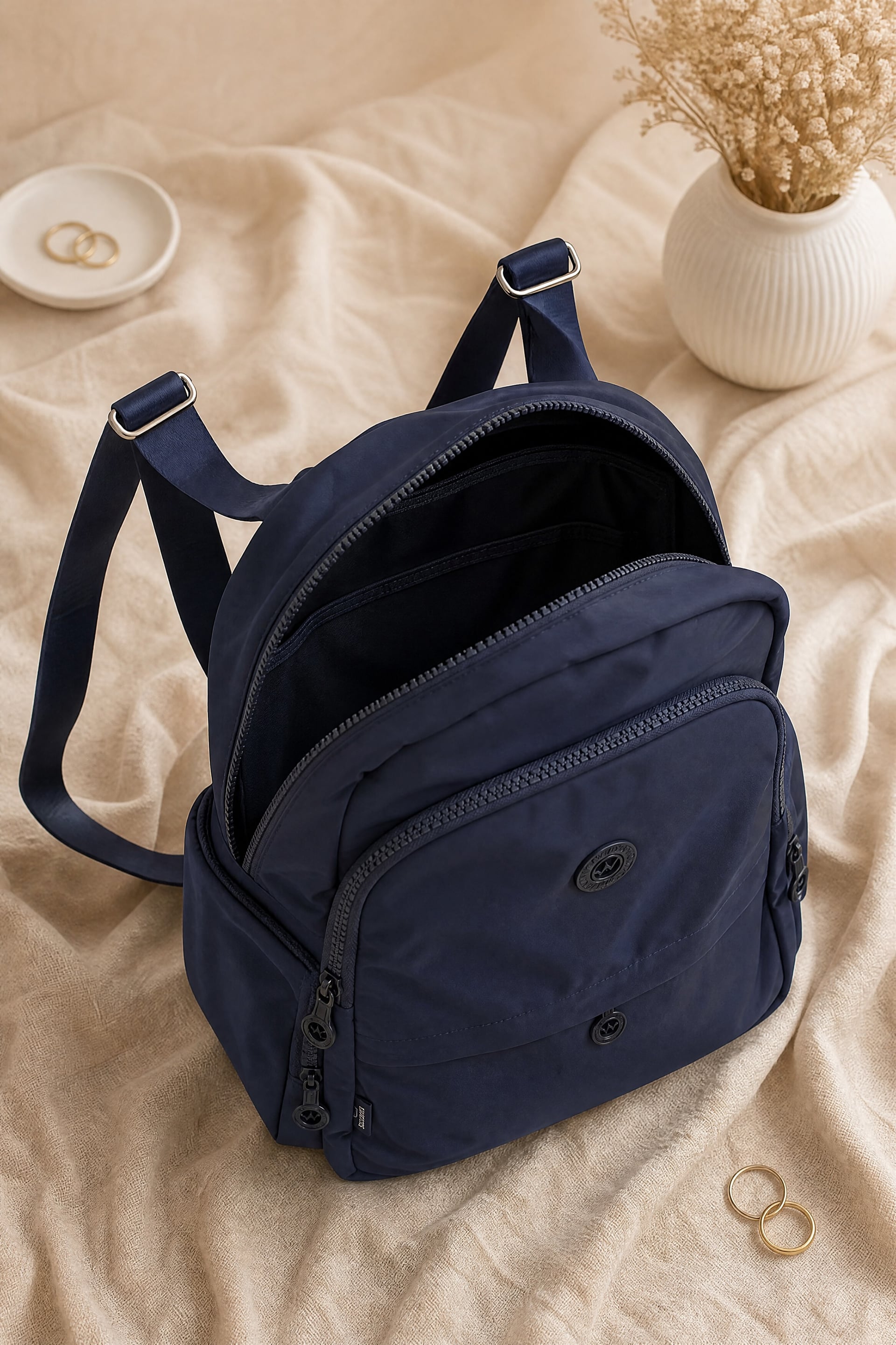 Multi-Compartment Water-Repellent Daily Backpack - Navy Blue - Podyumplus - by Peralane - photo 2