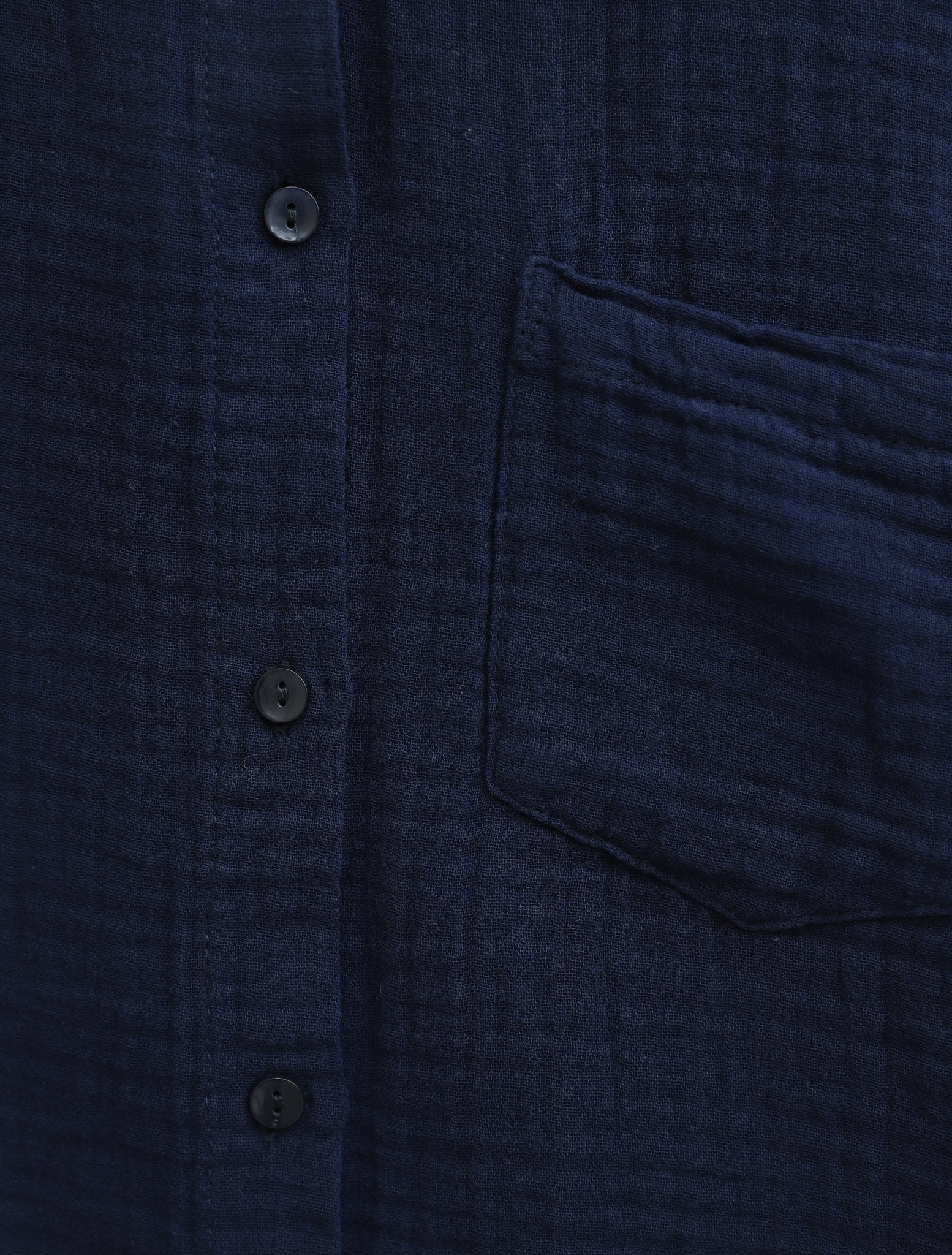 Single Pocket Buttoned Muslin Shirt - Navy Blue - Podyumplus - by Peralane - photo 6
