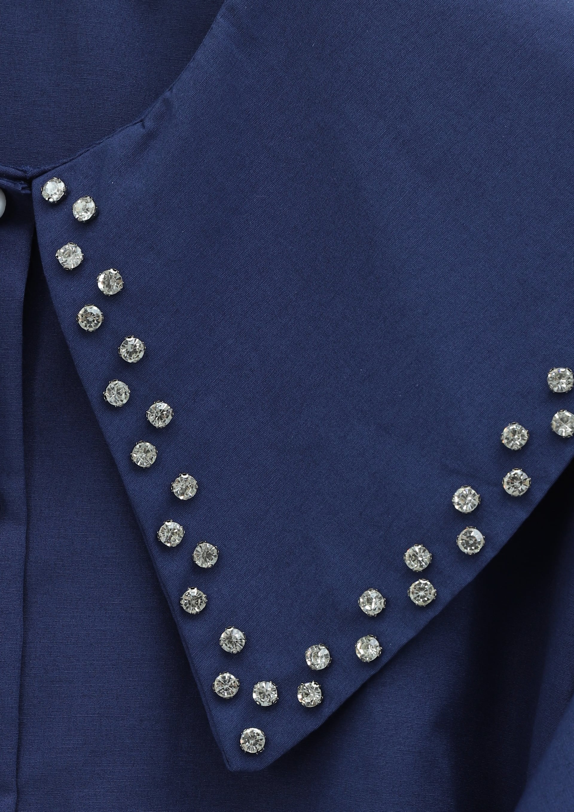 Navy Blue Wide Collar Studded Tunic with Tie Belt - Podyumplus - by Peralane - photo 5