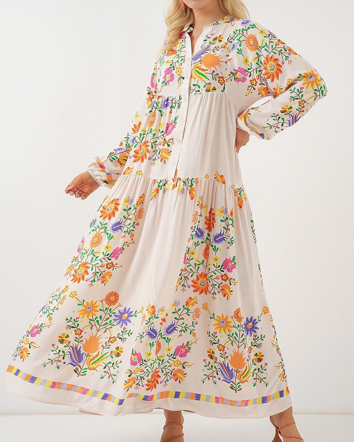 Authentic Print Modest Dress - Orange - Bigdart - by Peralane - photo 3