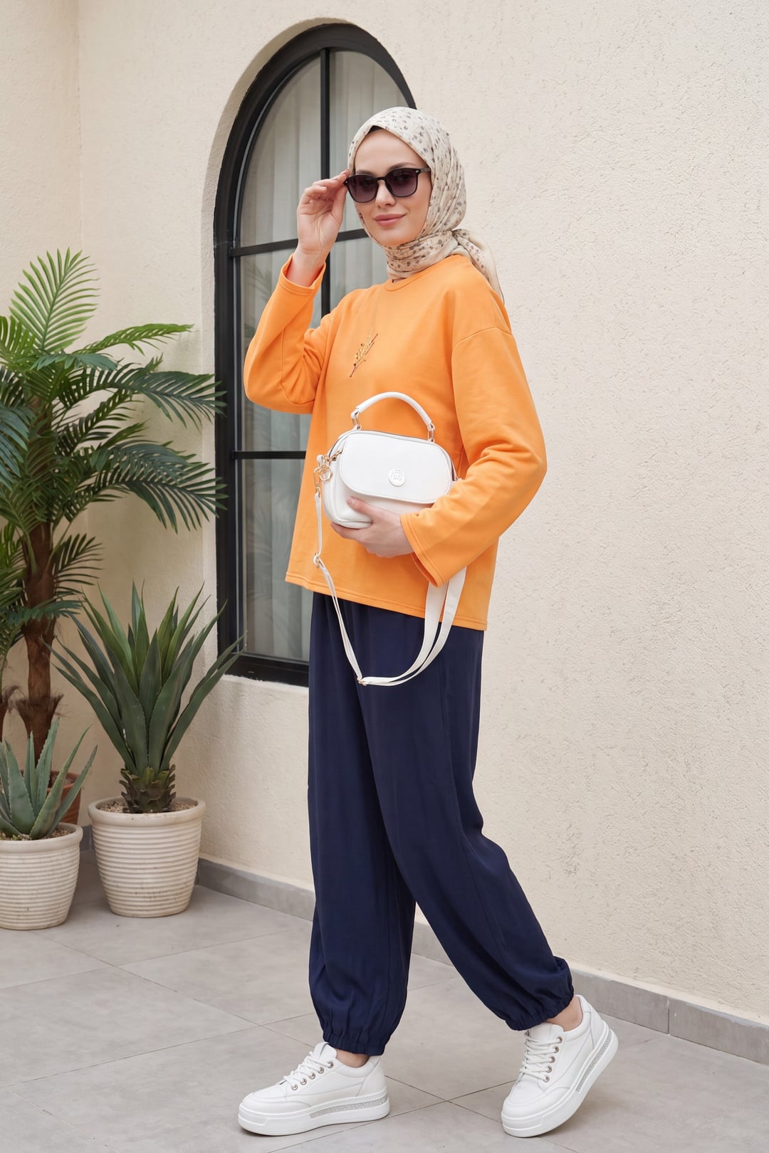 Navy Blue Drawstring Wide-Leg Trousers with Elasticated Cuffs - Podyumplus - by Peralane - photo 3