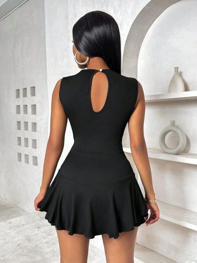 Women's Sleeveless Mock Neck Short Sandy Dress - Janes - by Peralane - photo 4