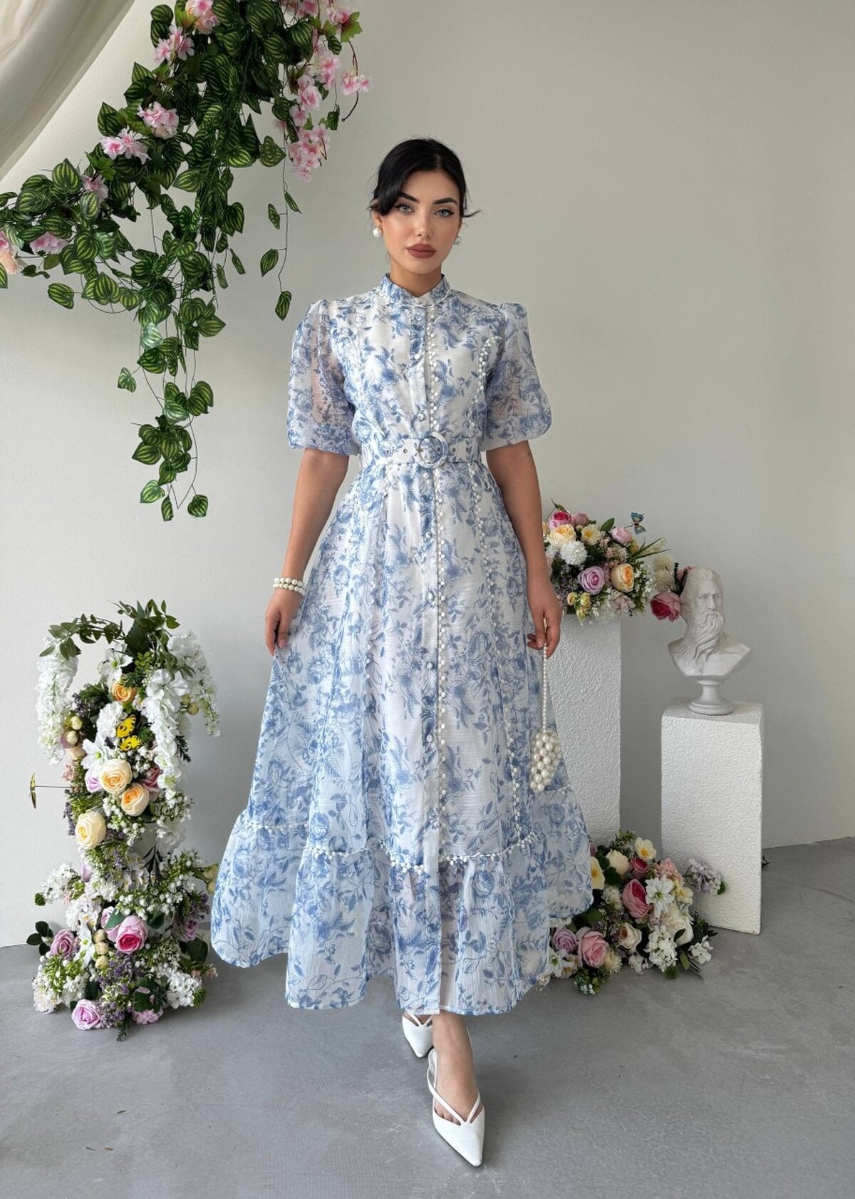 Floral Print Belted Chiffon Dress - Etika - by Peralane - photo 4