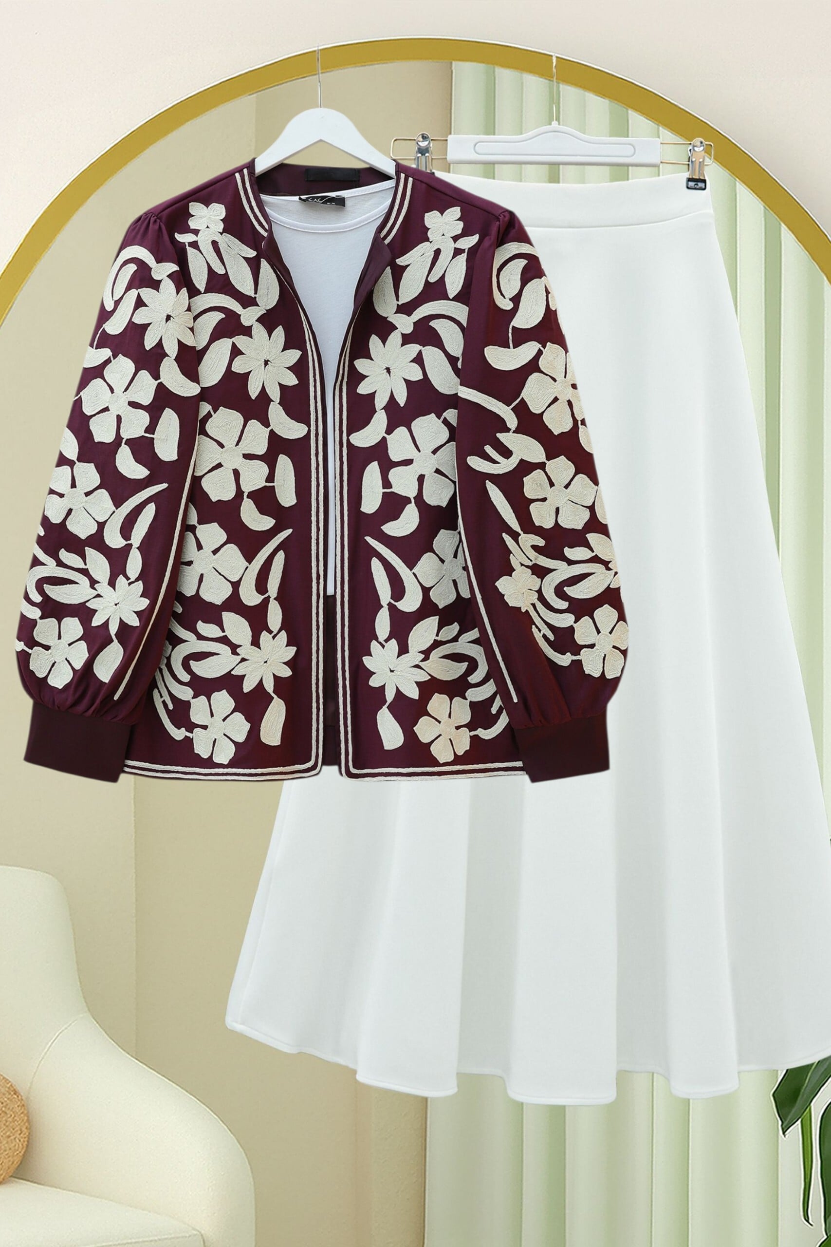 Lined Embroidered Jacket in Plum - Podyumplus - by Peralane - photo 3
