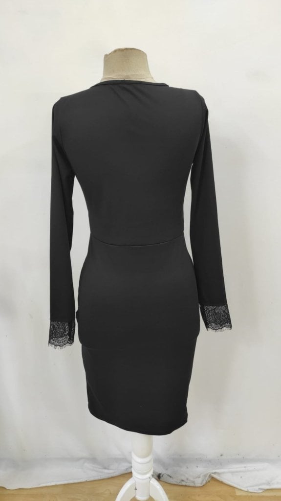 Women's Long Sleeve Boat Neck Lace Detail Side Slit Dress - Janes - by Peralane - photo 7