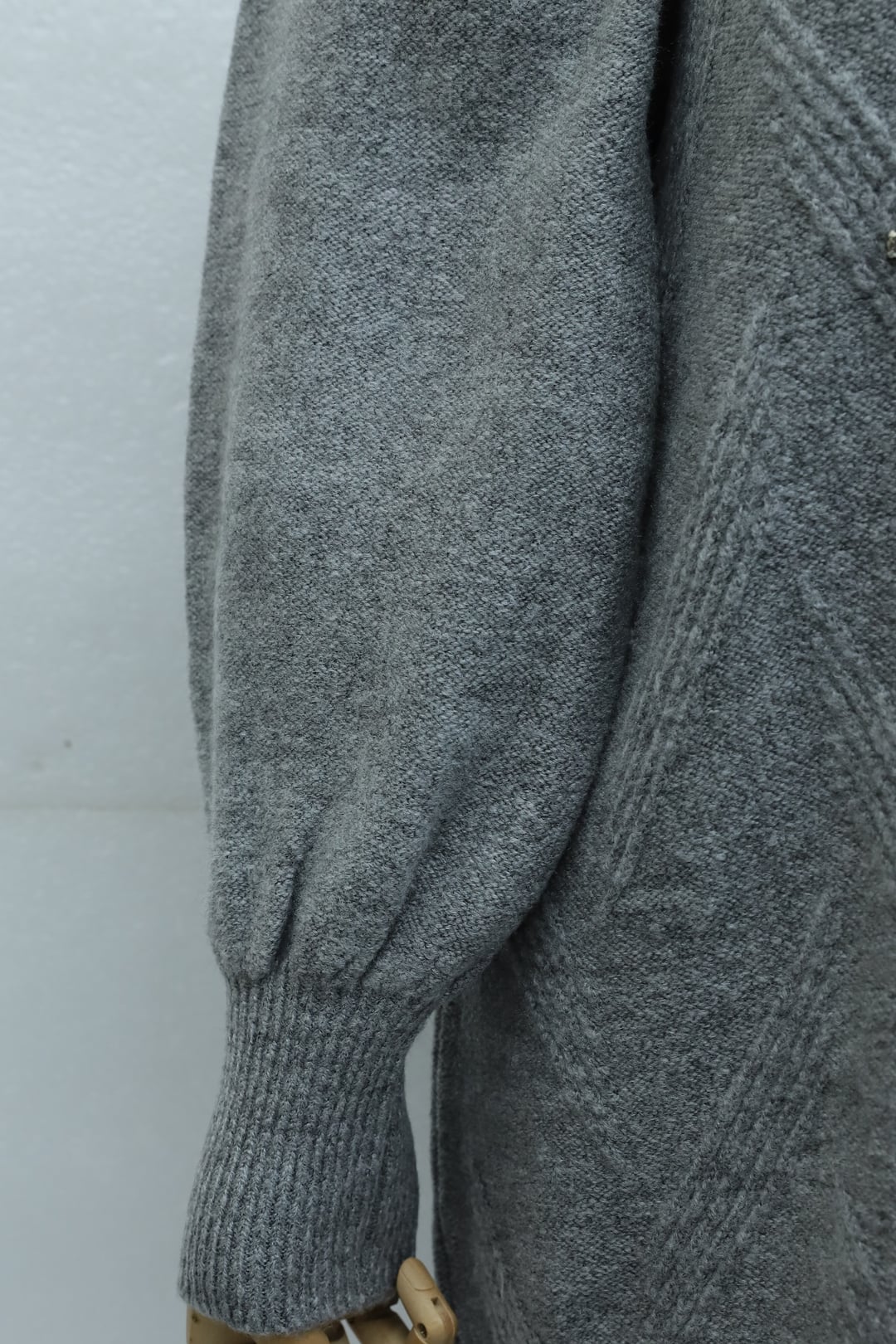Grey Rhinestone Balloon Sleeve Relaxed Knit Tunic - Podyumplus - by Peralane - photo 4