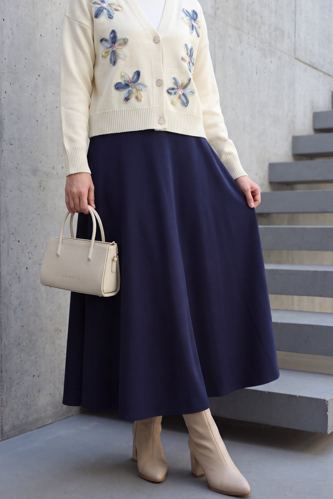 Loose Scuba Puff Skirt - Dark Navy - Podyumplus - by Peralane - photo 2