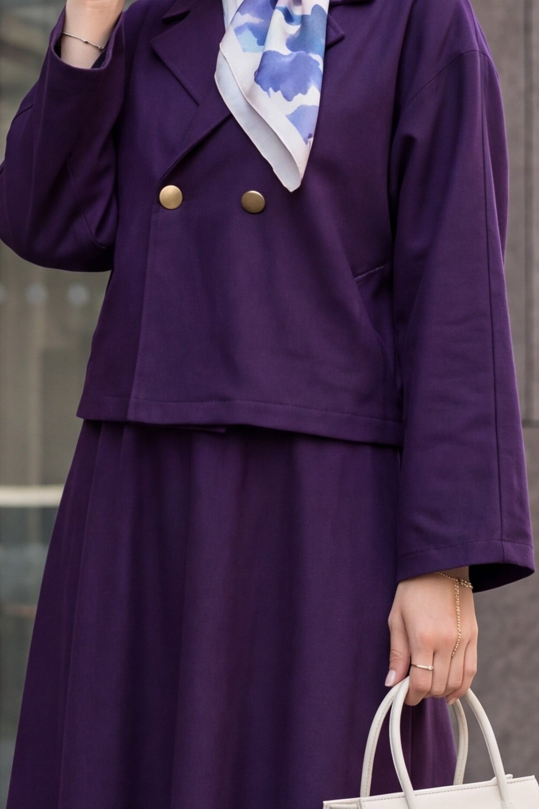 Single Button Felt Skirt Suit - Purple - Podyumplus - by Peralane - photo 5