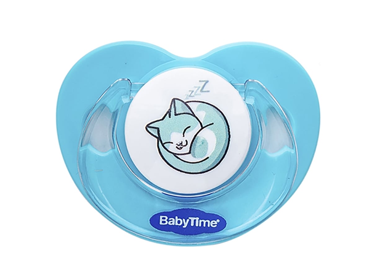 Light Blue Pacifier with Cat Print for 18+ Months - Baby Time - by Peralane