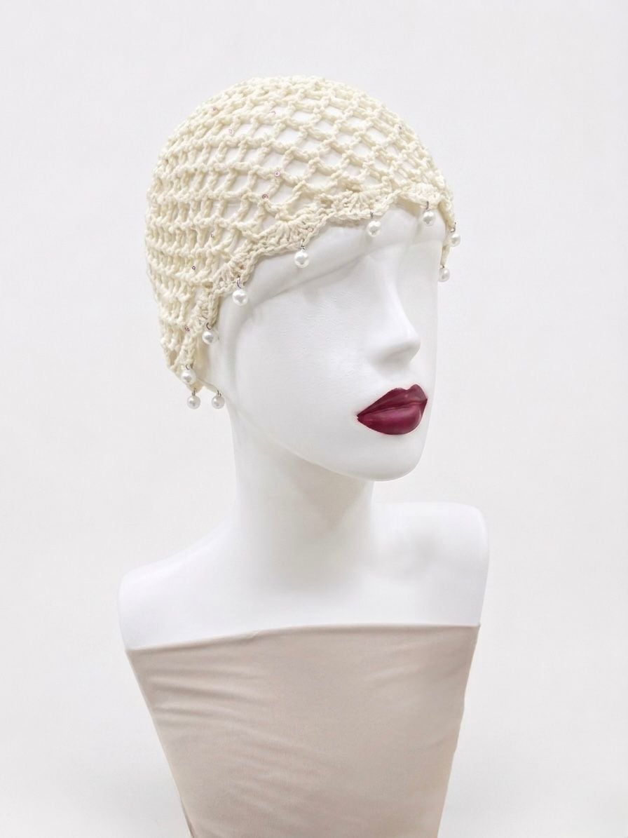 Cream Crocheted Beaded Cover-Up with Spaghetti Straps - Nesvay - by Peralane - photo 3
