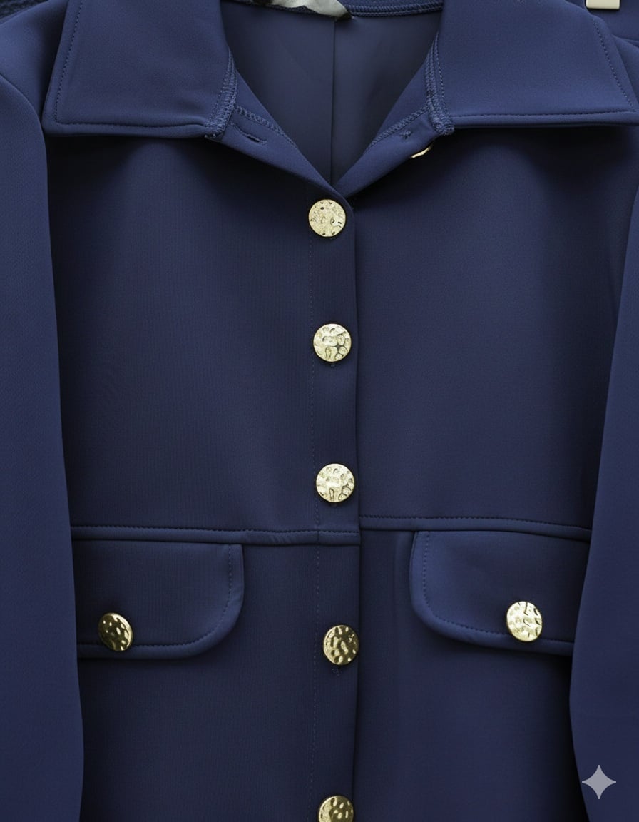 Navy Blue Scuba Two-Piece Set with Jacket and Skirt - Podyumplus - by Peralane - photo 4