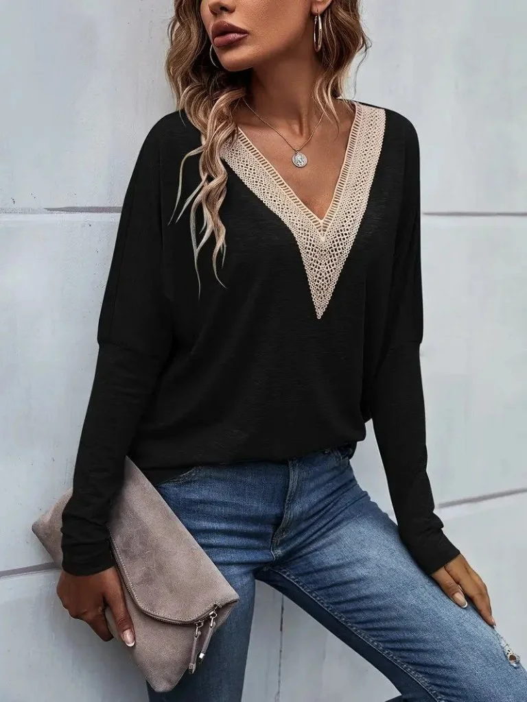 Women's Long Sleeve V-Neck Dolman Sleeve Viscose Blouse - Janes - by Peralane - photo 2