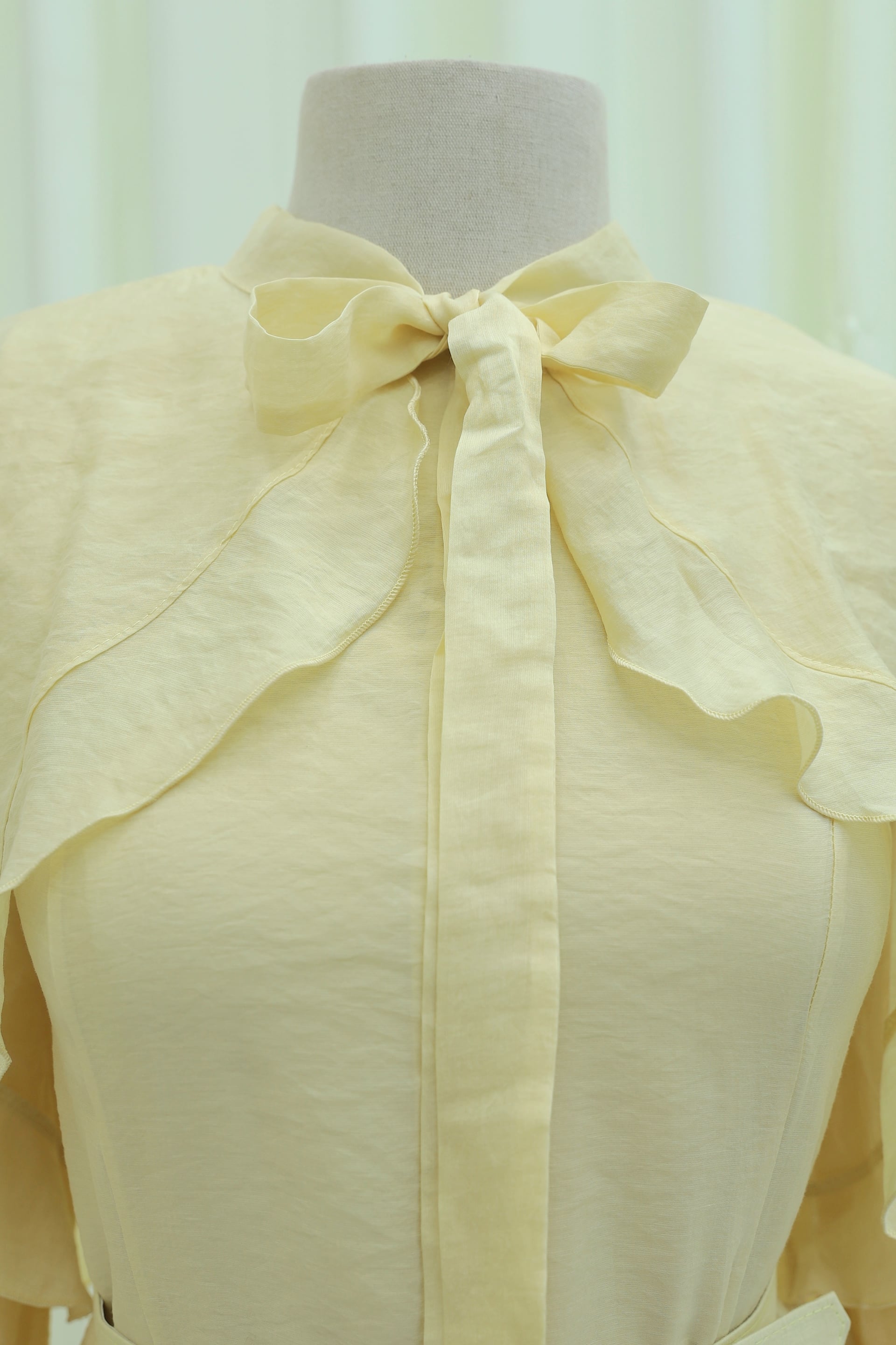 Pale Yellow Two-Piece Tulle Voile Dress with Detachable Bolero and Belt - Podyumplus - by Peralane - photo 7