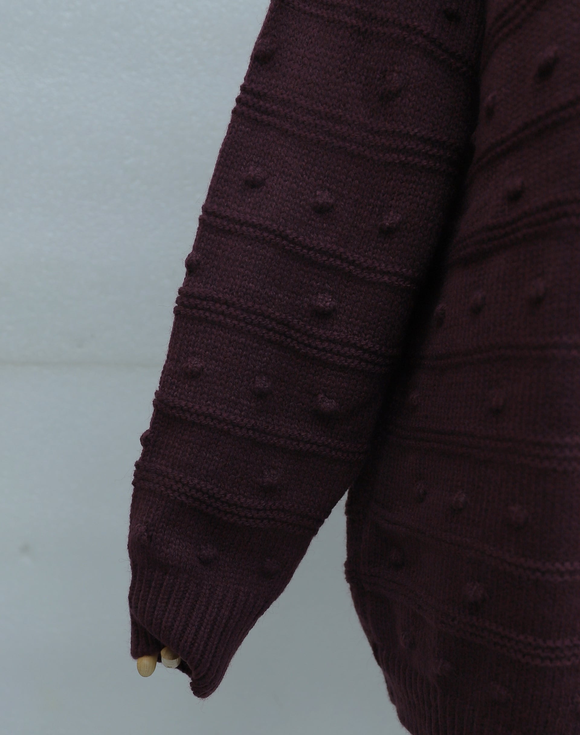 Ivory Button Pom-Pom Detail Loose Knit Cardigan - Plum - Podyumplus - by Peralane - photo 7